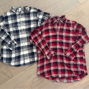 Club Room Plaid Button Down Shirts Red Black Set of 2
